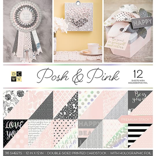 DCWV Pink &#x26; Posh 12&#x22; x 12&#x22; Double-Sided Cardstock, 36 Sheets